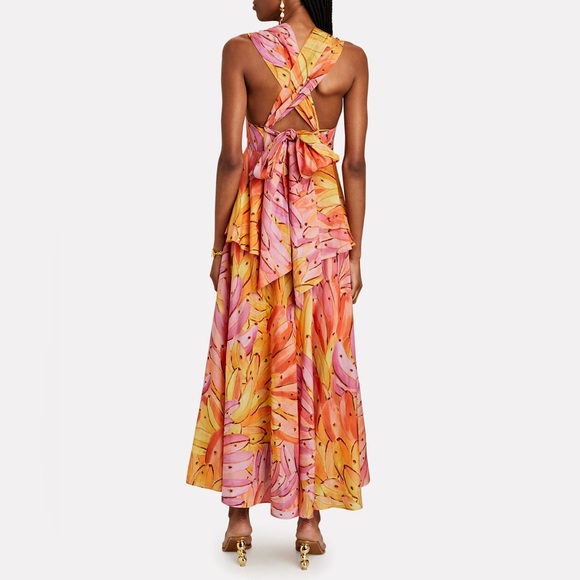 🍍FARM RIO Pink Ombre Bananas Cross Back Maxi Dress - Picture 7 of 16
